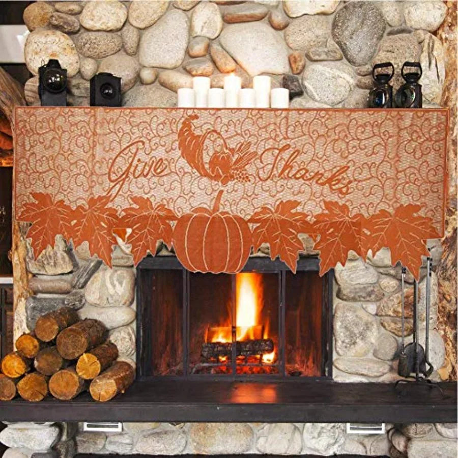 Thanksgiving Fireplace Scarf Fall Mantle Runner