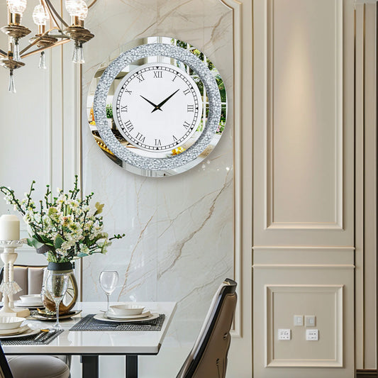 Crystal Sparkle Mirrored Wall Clock