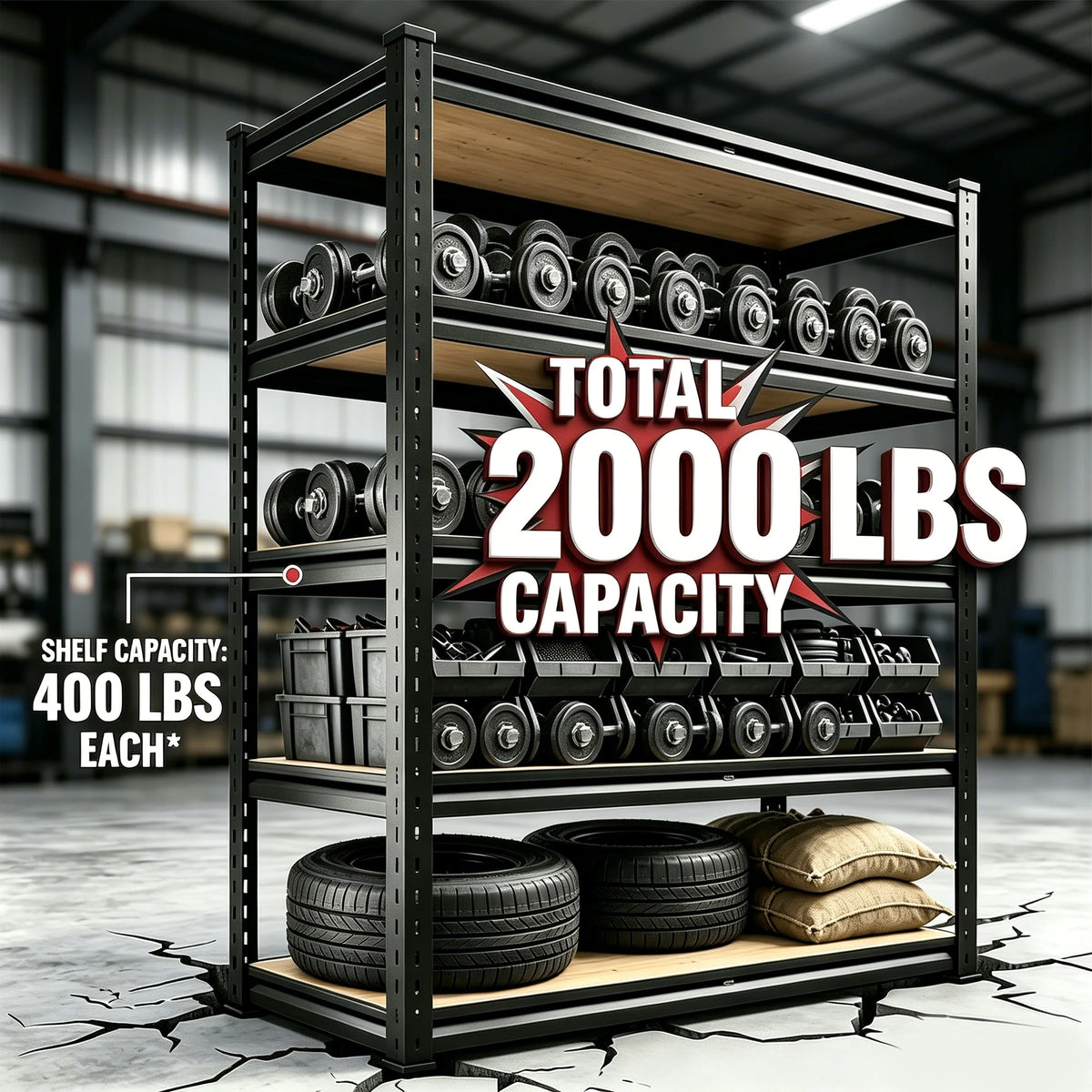 Heavy Duty Adjustable Metal Storage Rack with MDF Shelves