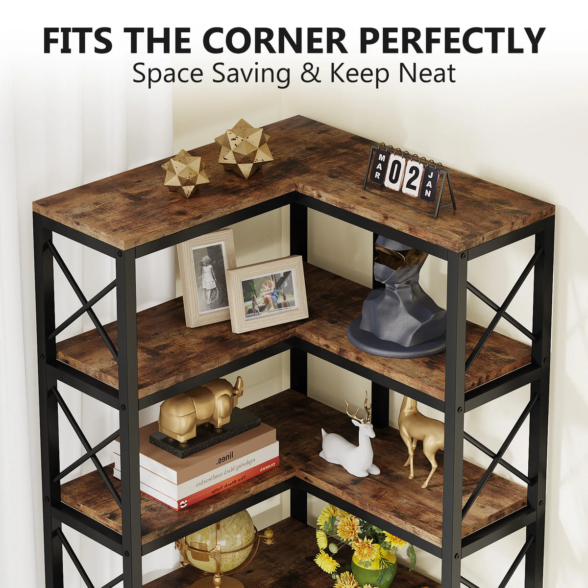 Tribesigns Modern Seven Tier Corner Bookcase