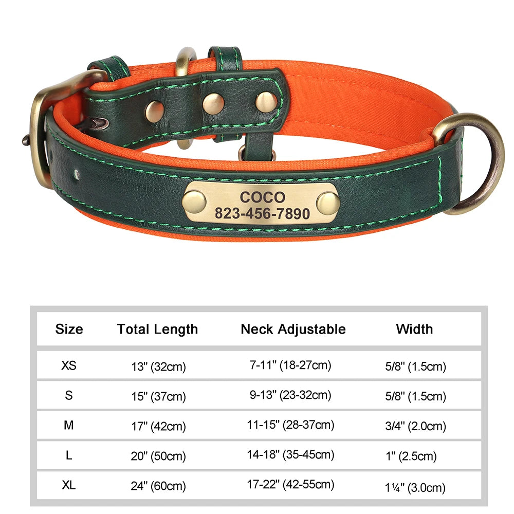 PET ARTIST Personalized Engraved Leather Dog Collar