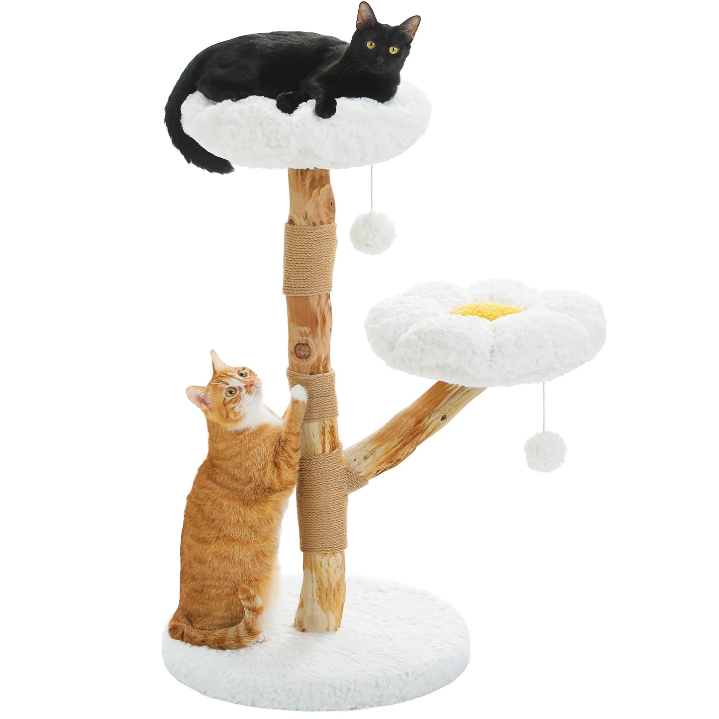 Pawz Road Modern Cat Tree With Solid Wood Wicker Basket