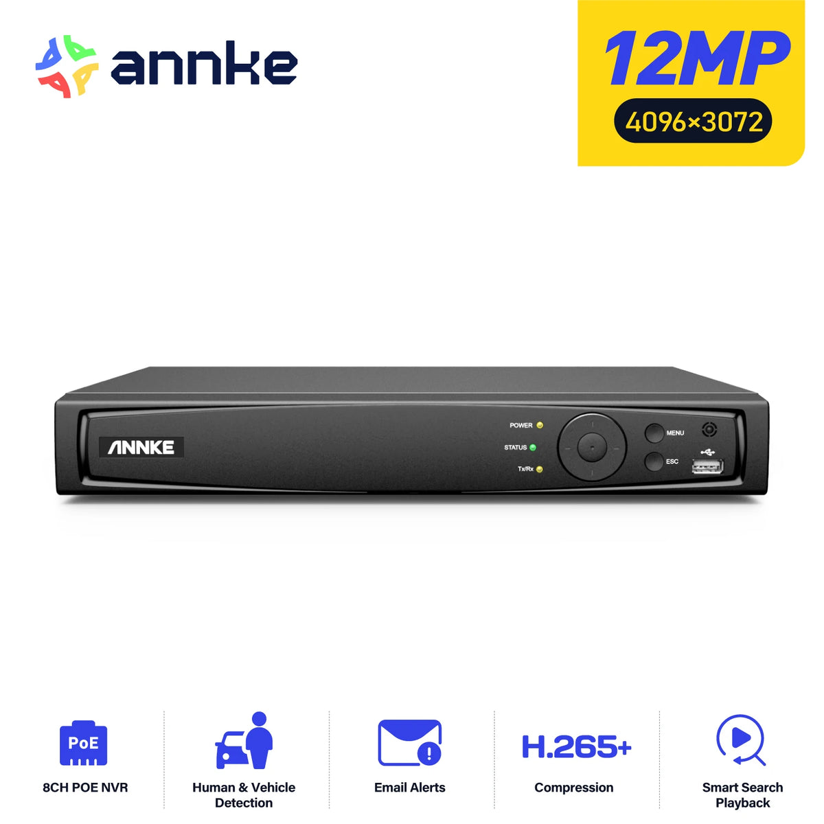 Annke 16Ch Poe Nvr Video Recorder Supports 12Mp Camera