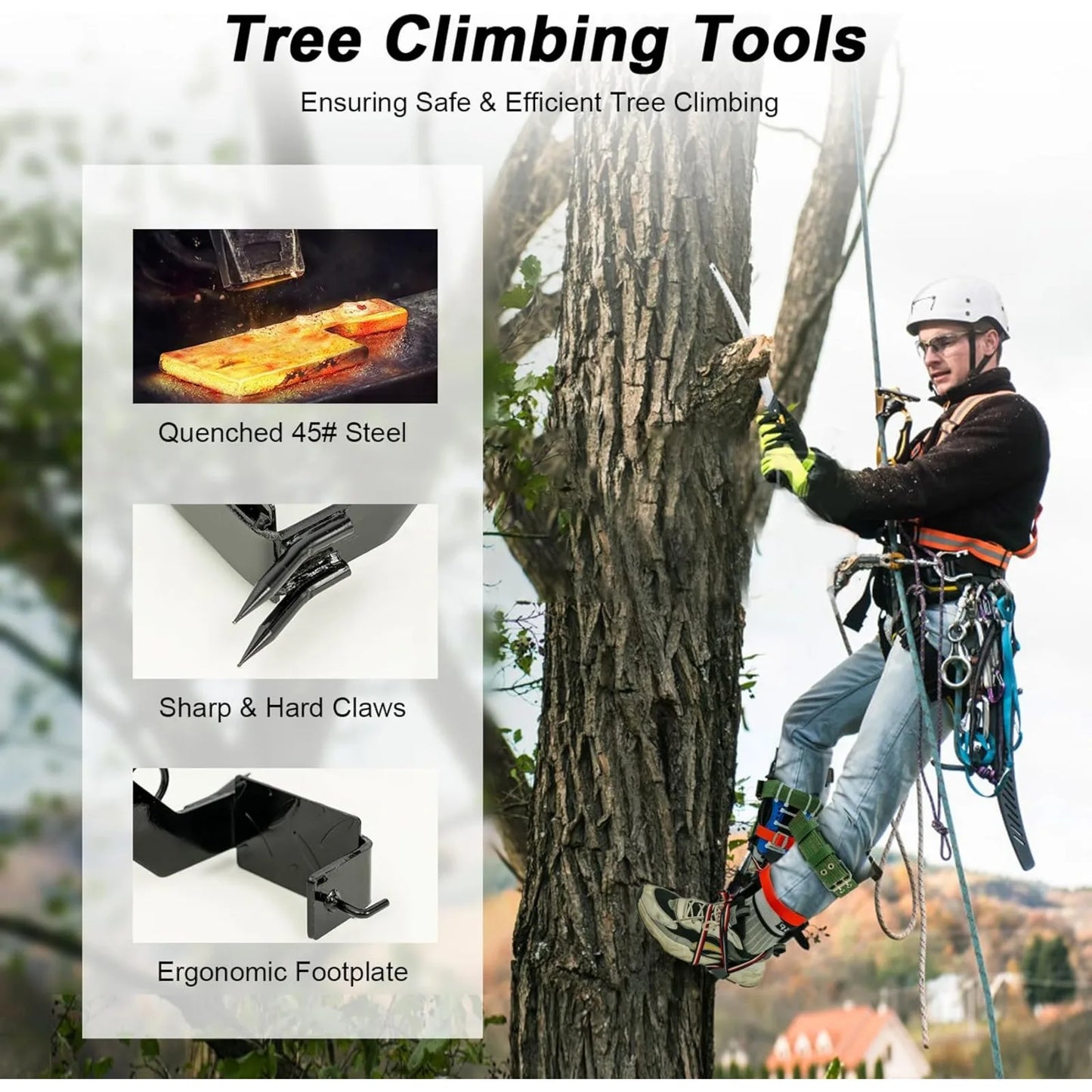 Portable Tree Climbing Spikes With Safety Lanyard