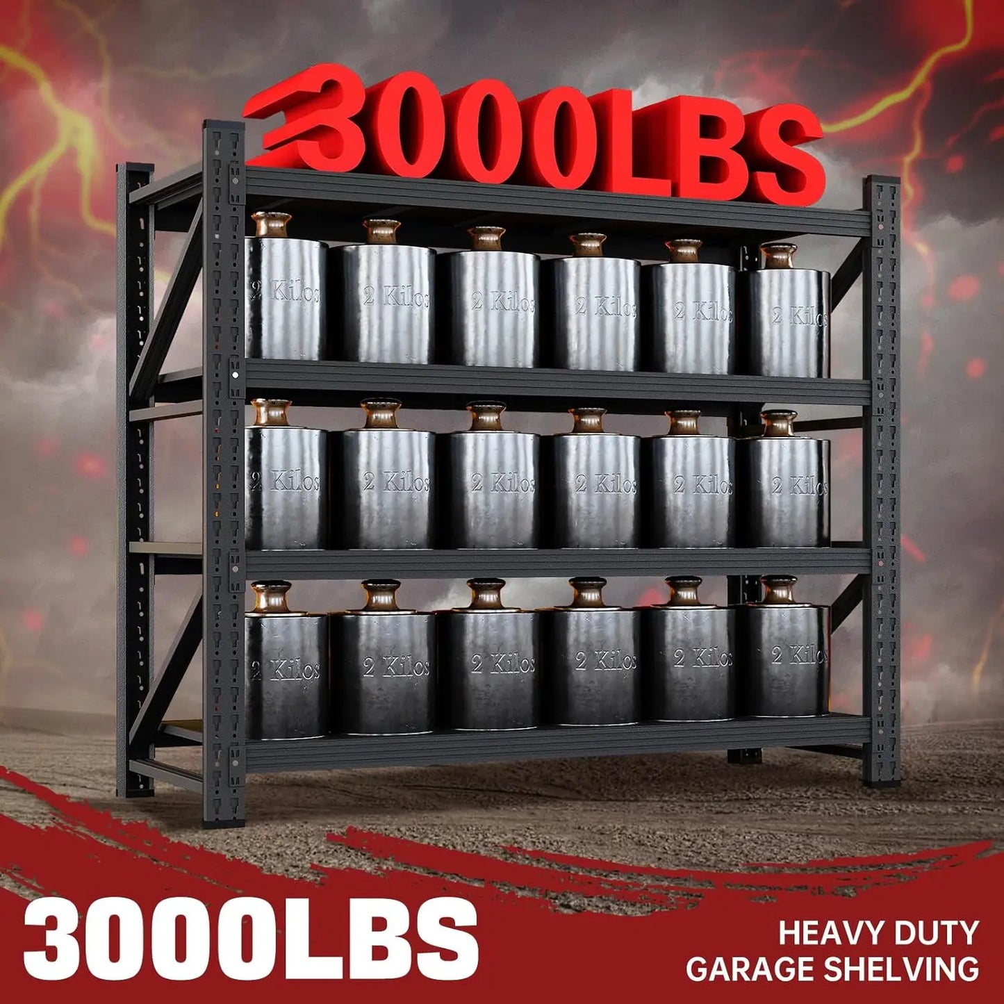 Heavy Duty Garage Shelving Unit Metal Construction