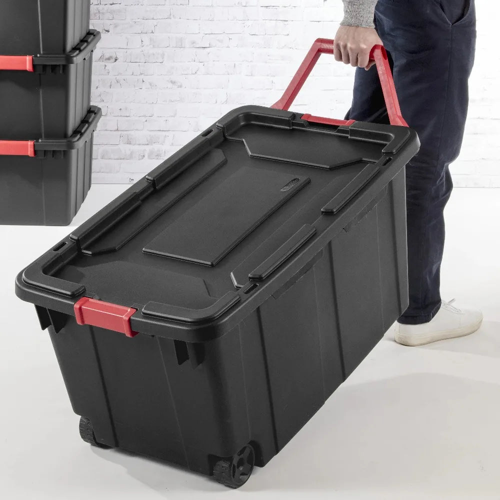 Sterilite Wheeled Plastic Industrial Storage Bin