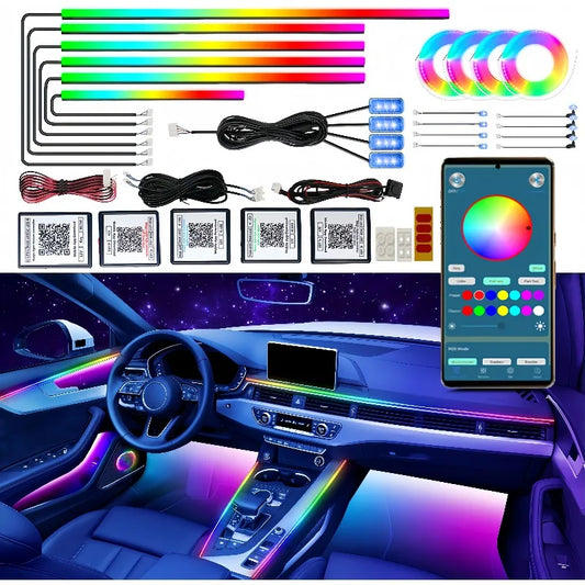 Interior Car LED Strip Lights With App Control RGB Kit