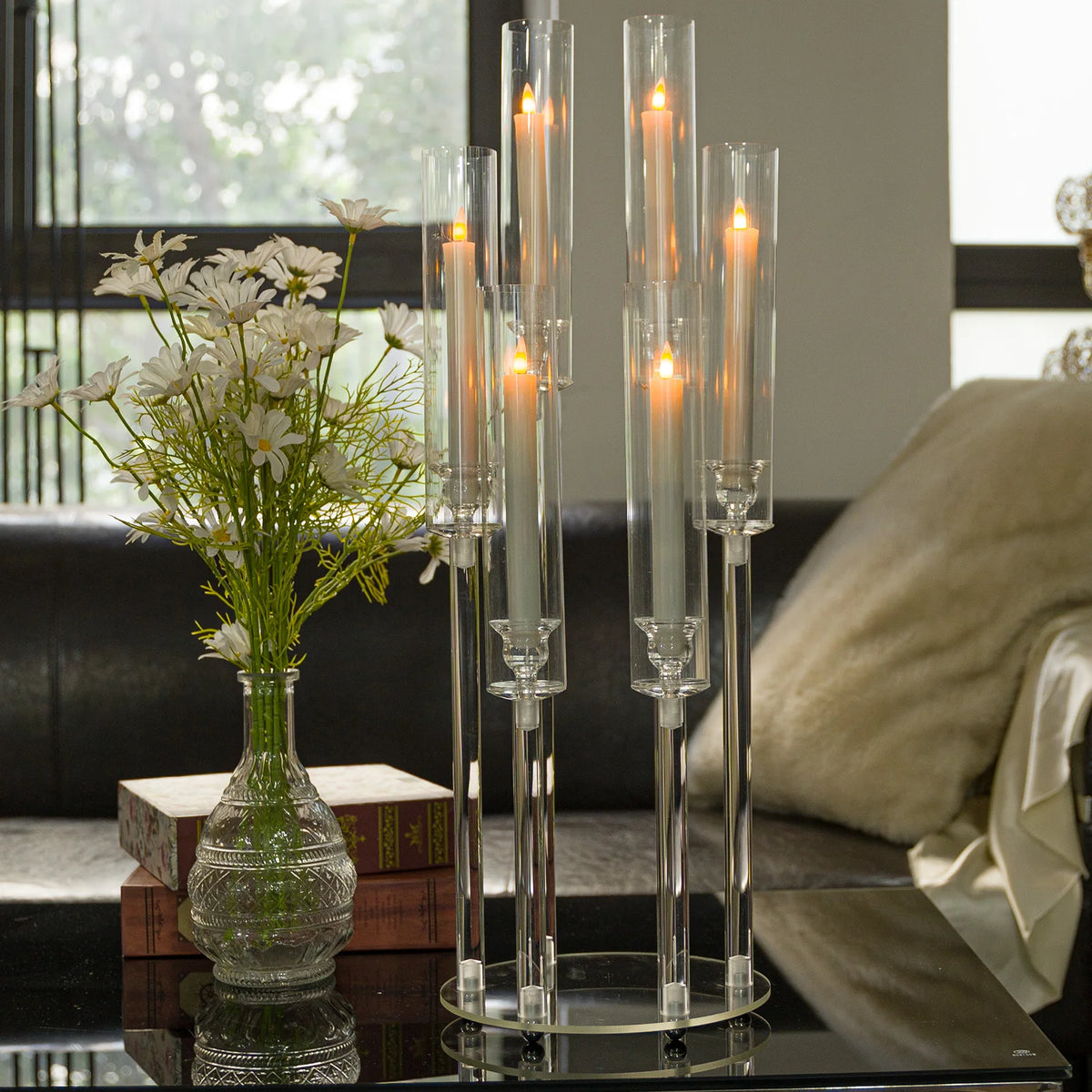 Vincigant 6 Arm Acrylic Candelabra Candle Holder