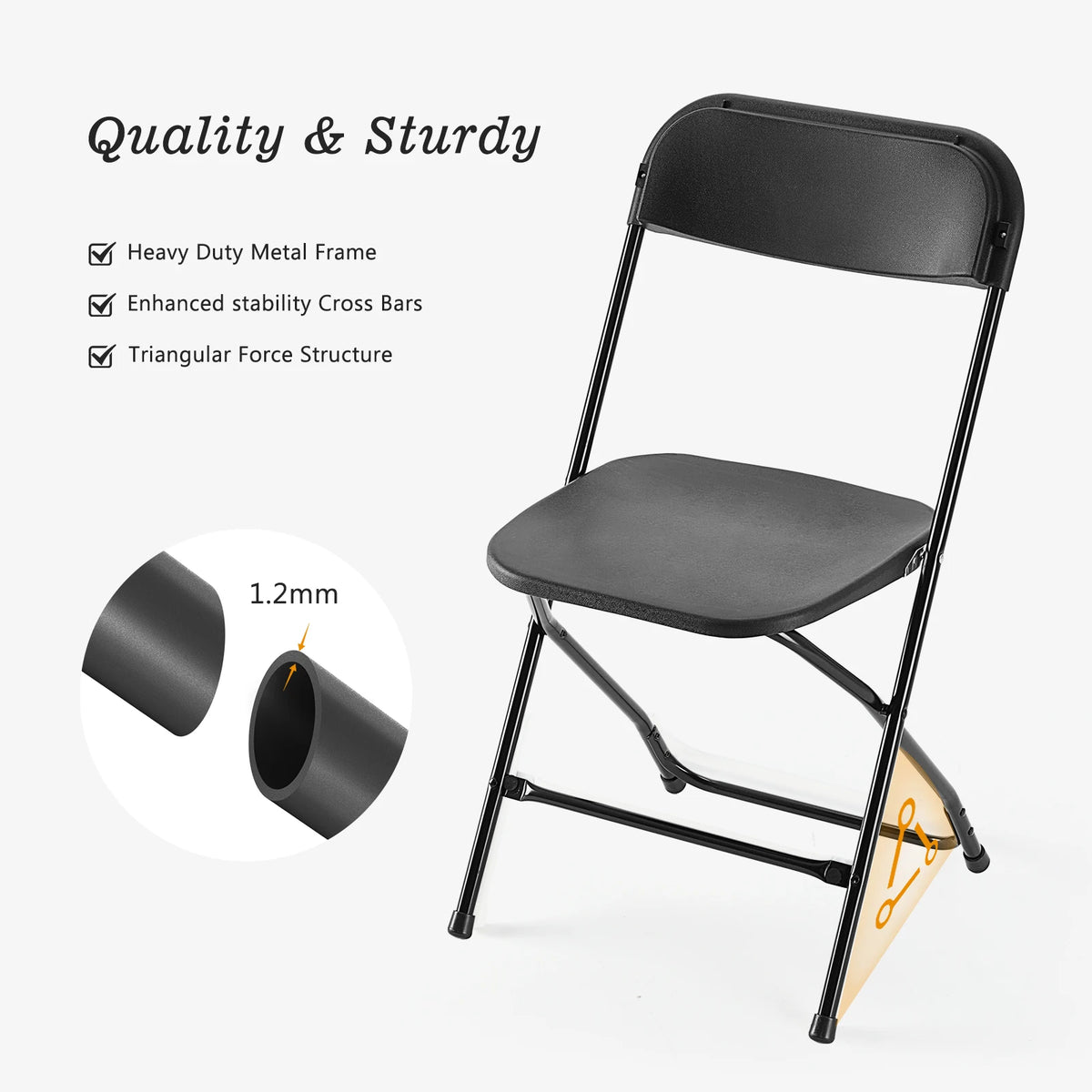 JHK Plastic Folding Chair 4 To 6 Pack 330LB Capacity
