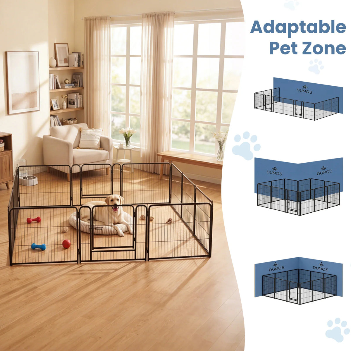JHK Foldable Metal Dog Playpen Exercise Fence