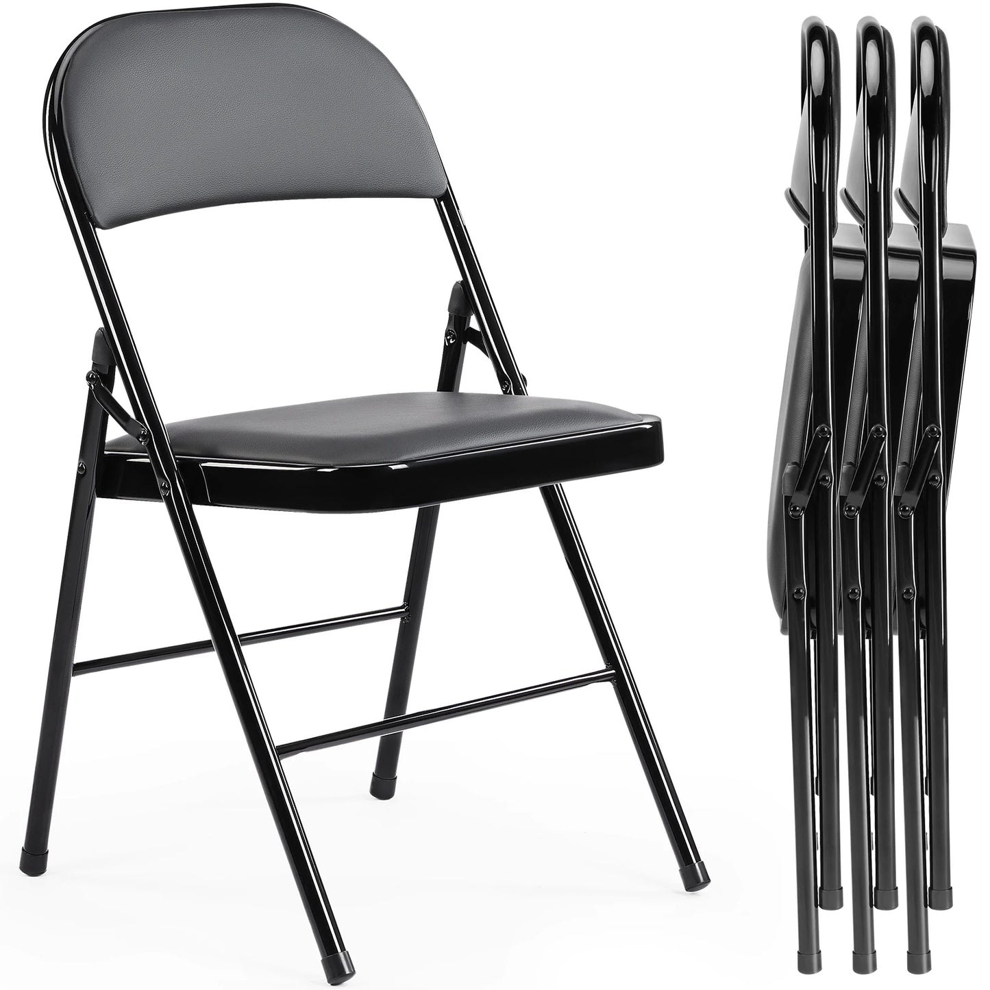 JHK Faux Leather Padded Folding Chair