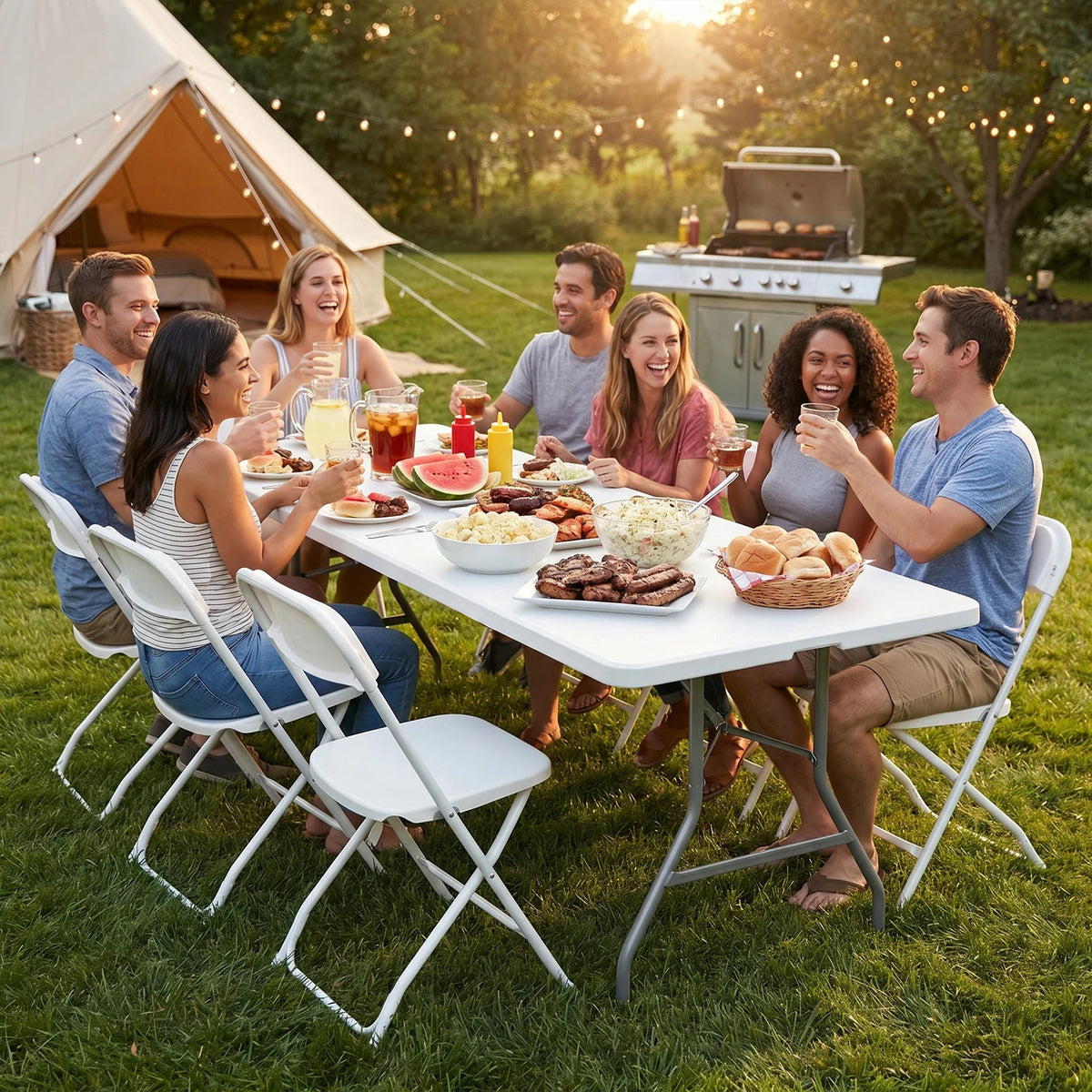 JHK Portable Folding Indoor Outdoor Utility Table