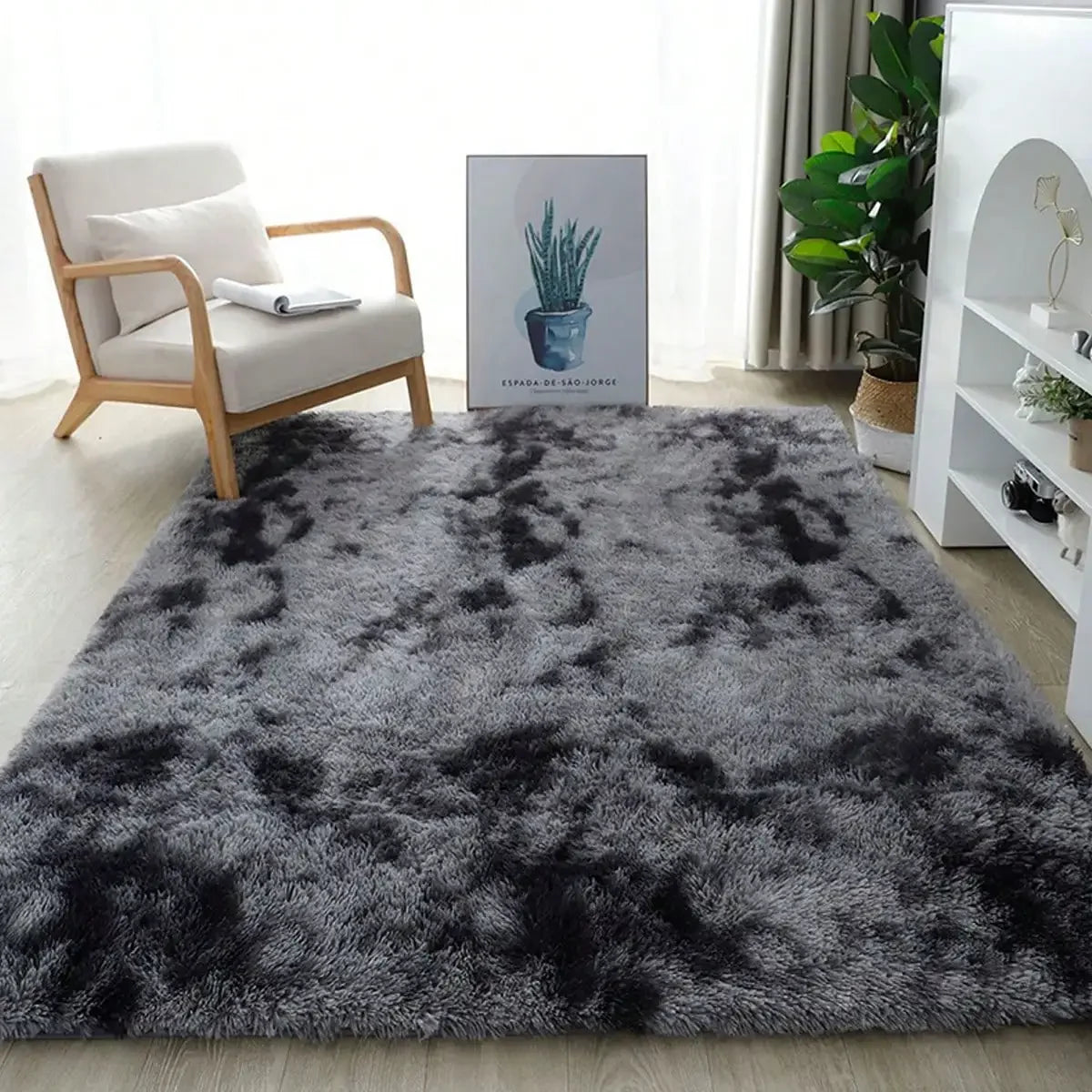 Thick Plush Polyester Carpet With Non Slip Backing