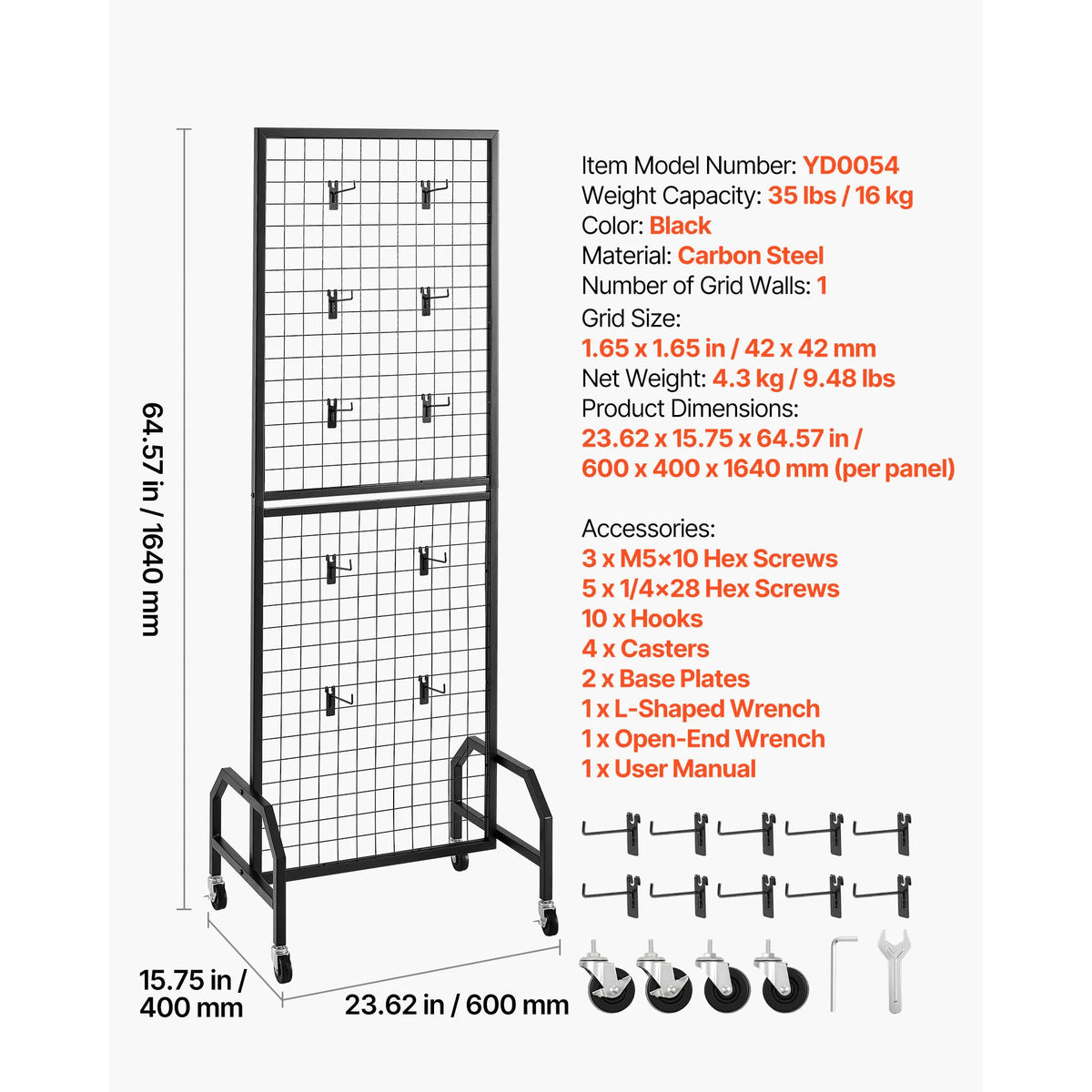 SucceBuy Carbon Steel Wire Grid Display Rack Panel