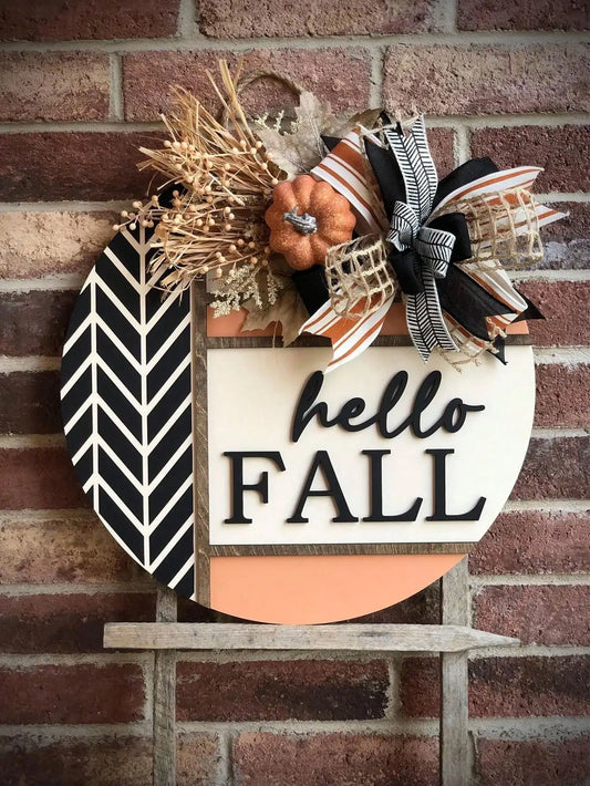 Hello Fall Autumn Door Hanging Wreath
