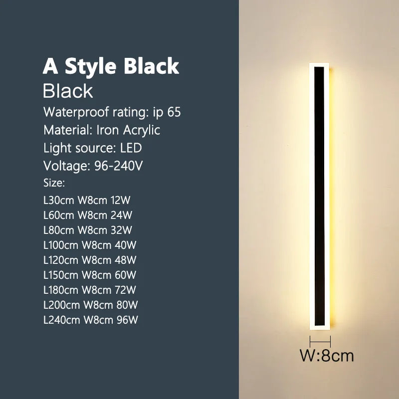 TES Outdoor Waterproof Wall Lamp IP65 LED Strip Light