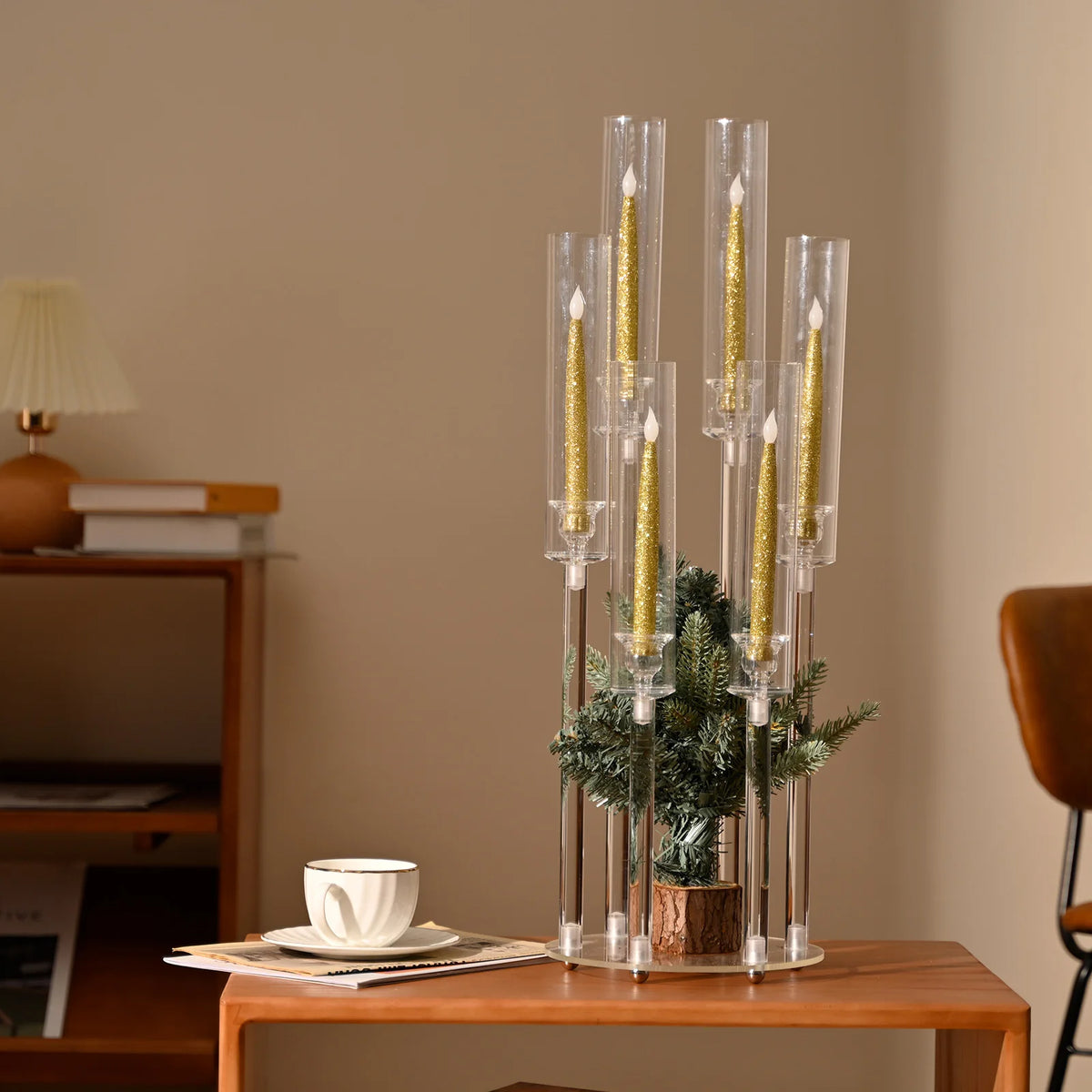 Vincigant 6 Arm Acrylic Candelabra Candle Holder