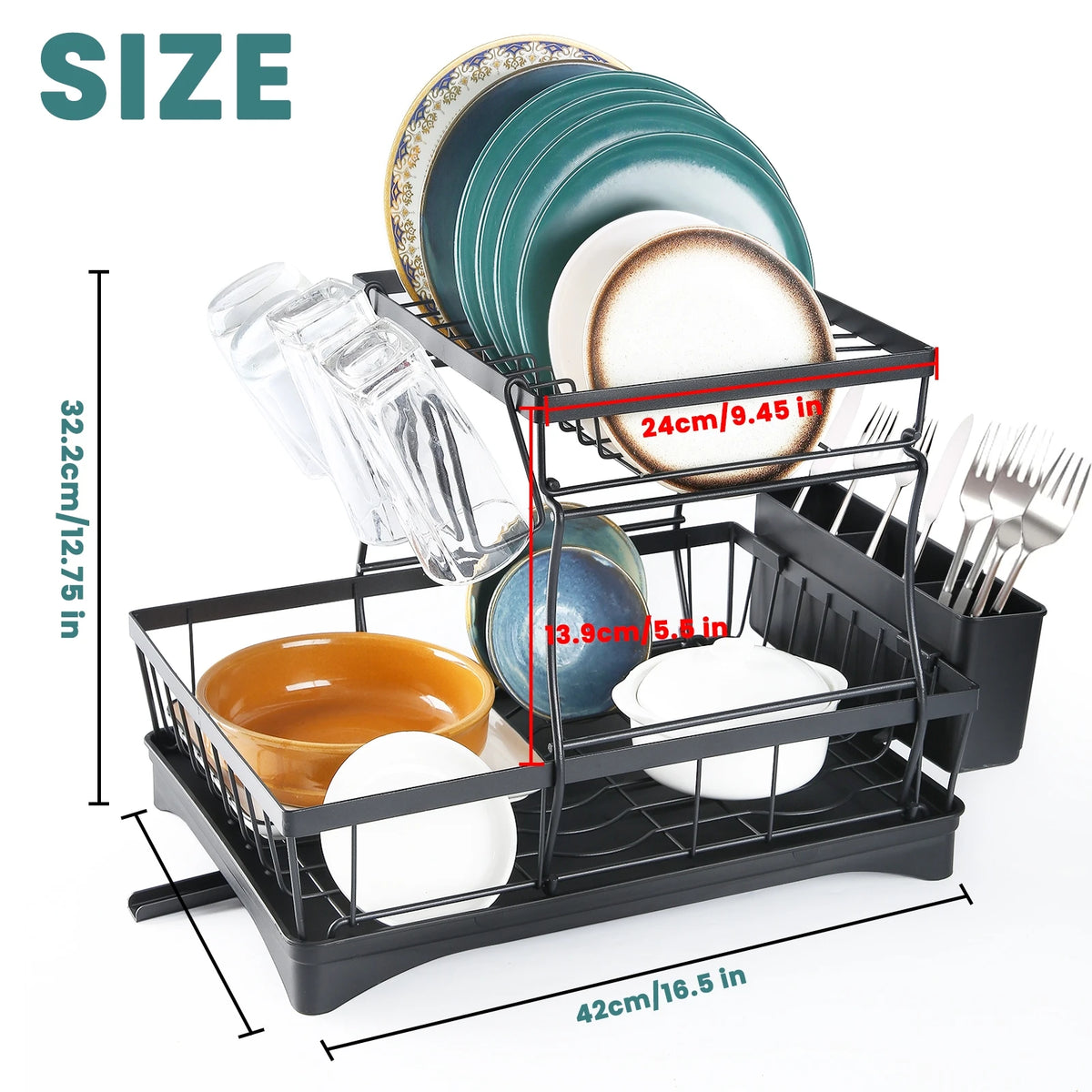 Two Tier Kitchen Dish Drying Rack