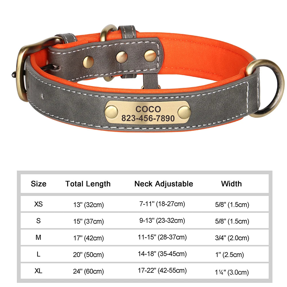 PET ARTIST Personalized Engraved Leather Dog Collar