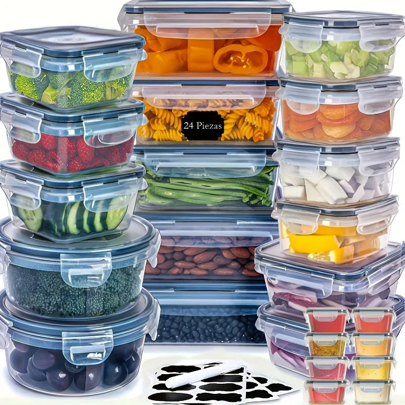 Airtight Food Storage Set With 24 Containers And Labels
