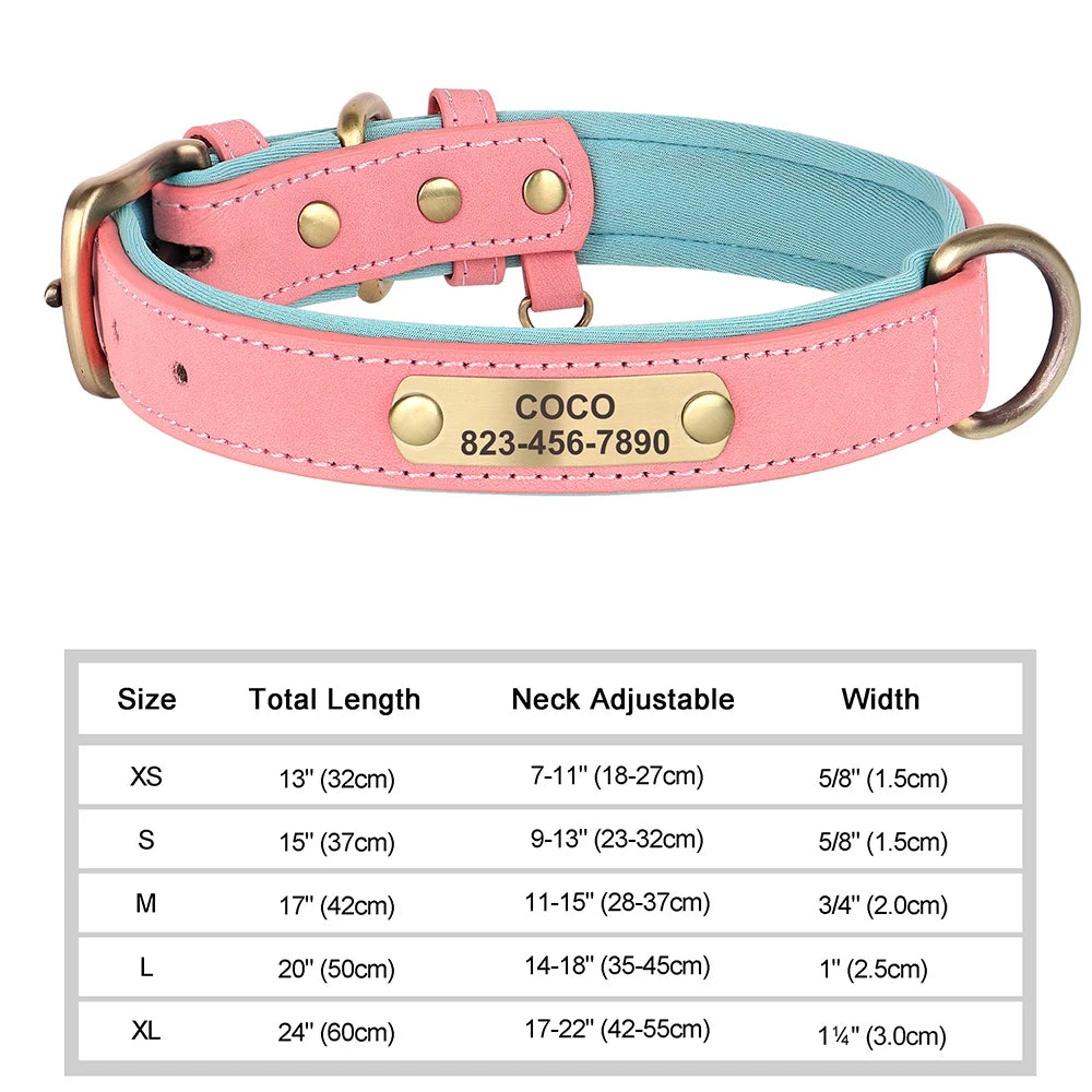 PET ARTIST Personalized Engraved Leather Dog Collar