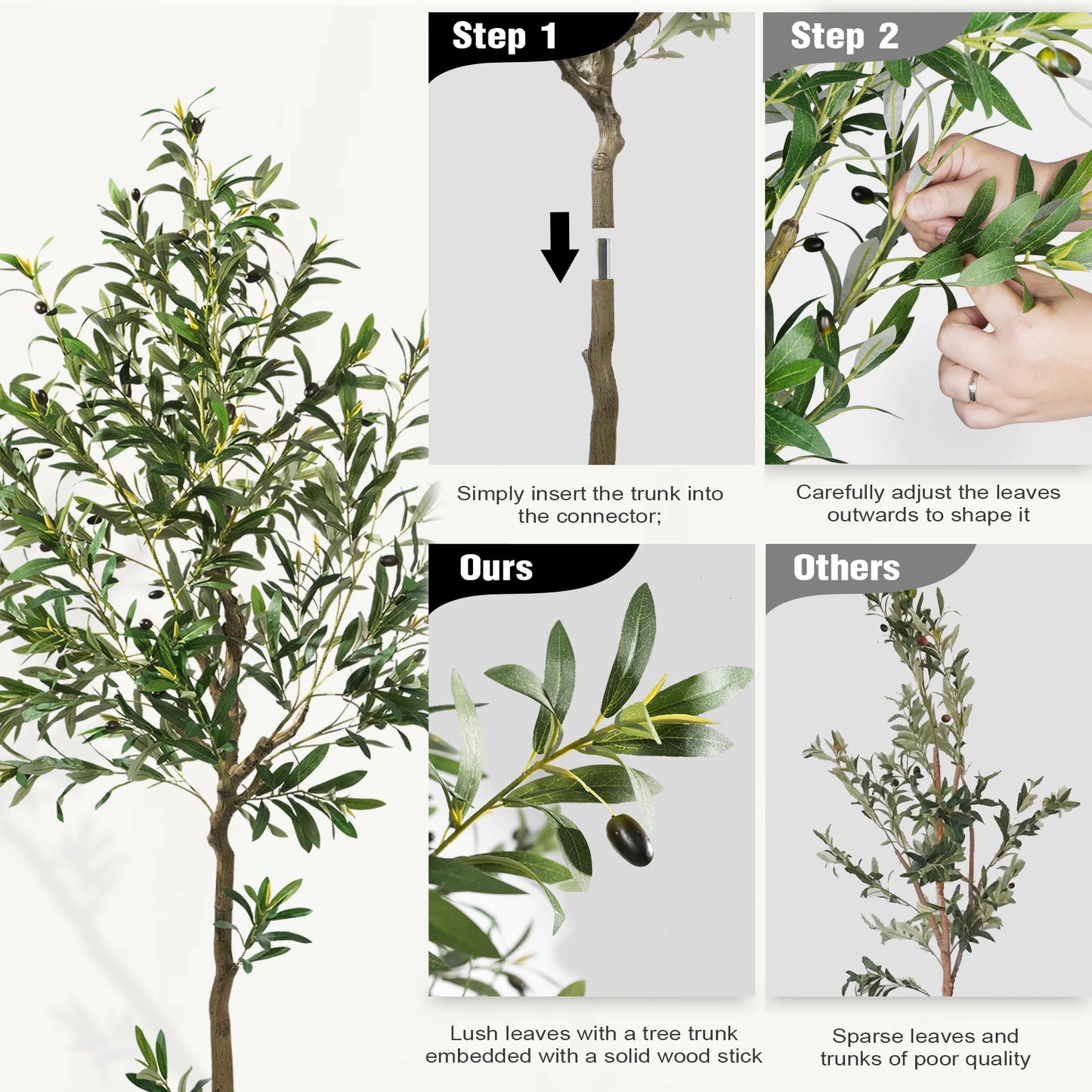 Olitree Faux Olive Tree With Wood Trunk And Pot
