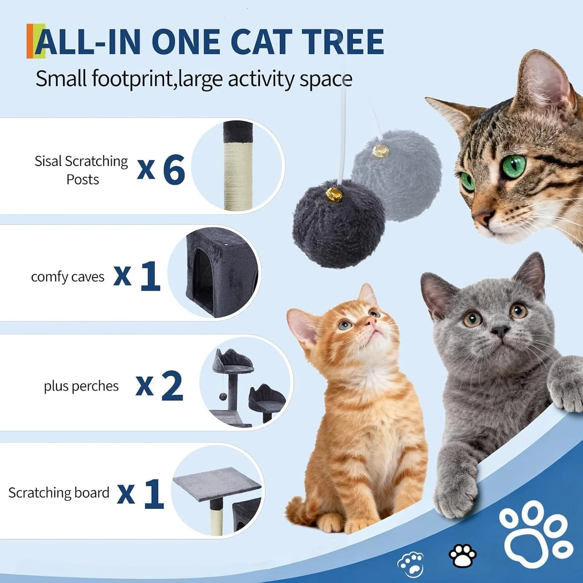 Cat Tree For Large Cats With Condos And Sisal Posts