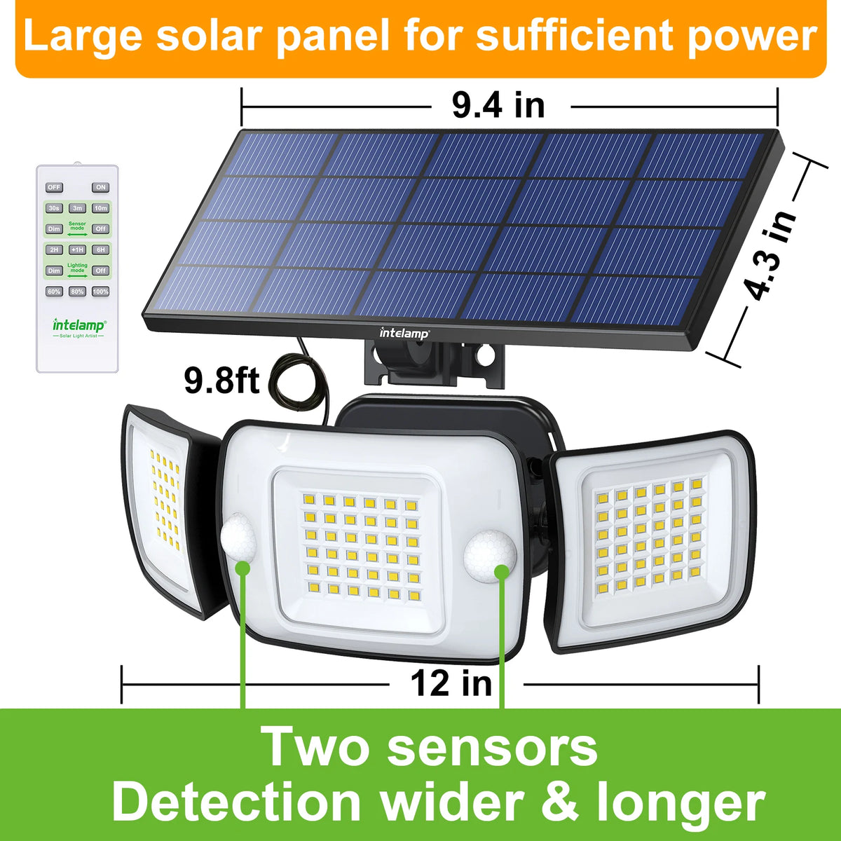 Intelamp Outdoor Solar LED Wall Light With Dual Sensor