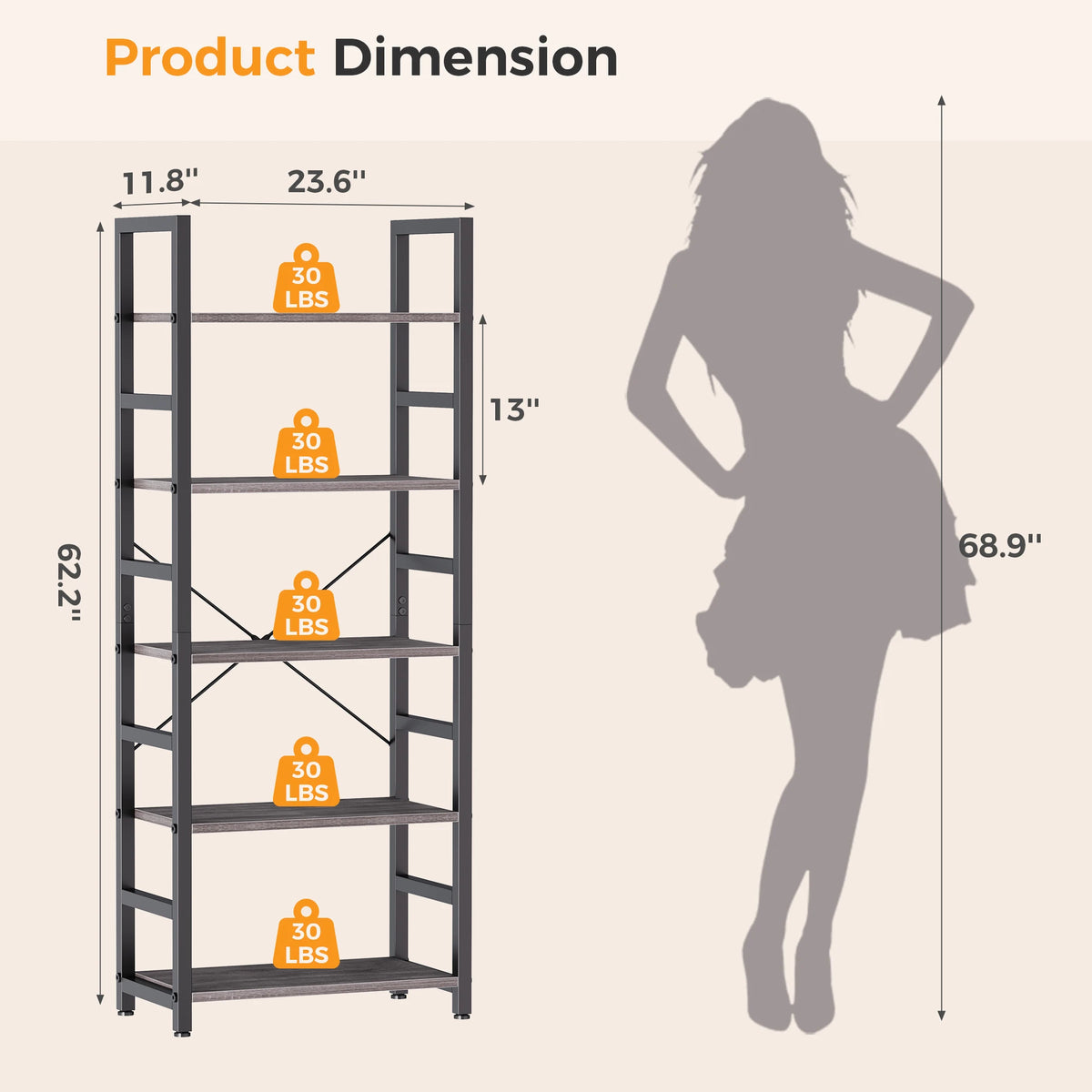 MCQ Wooden Standing Display Bookshelf