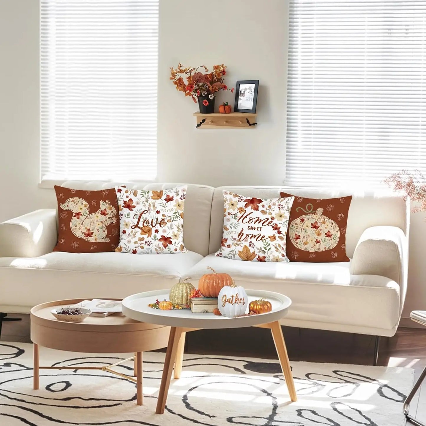 Autumn Squirrel Pumpkin Pillow Covers For Couch