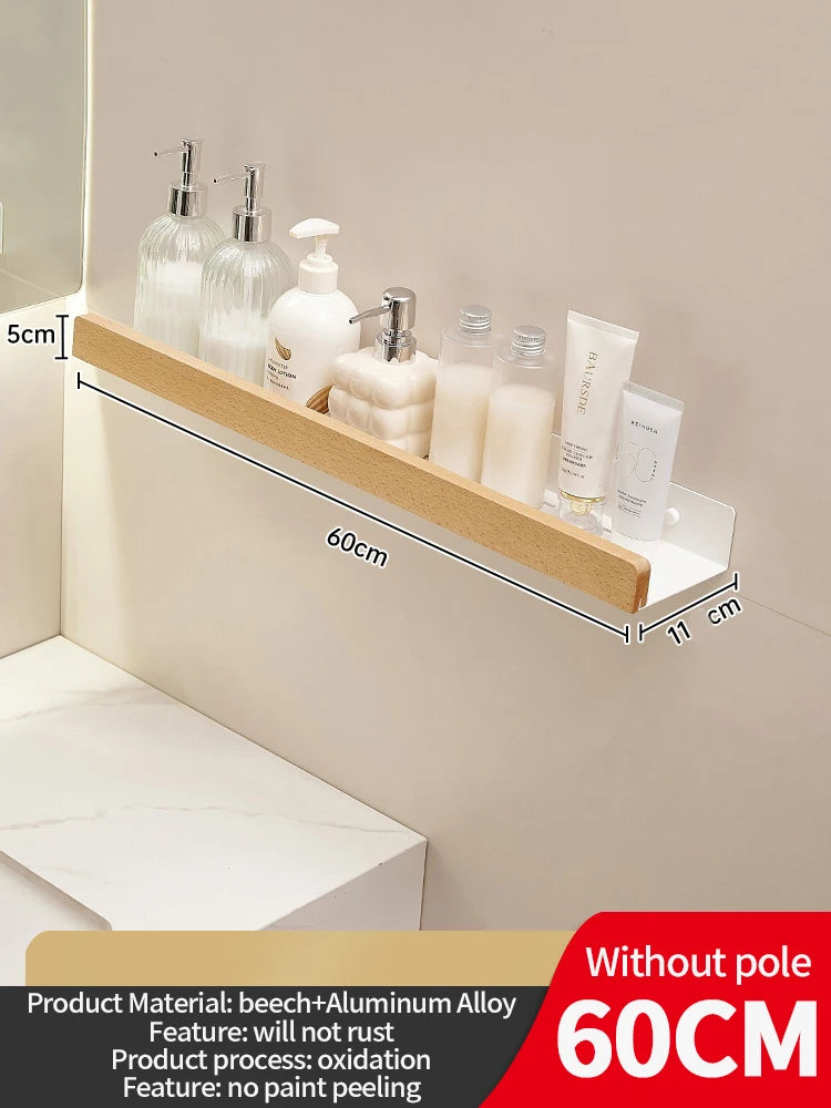 YUNJIEYA Aluminum Wall Mounted Bathroom Storage Shelf