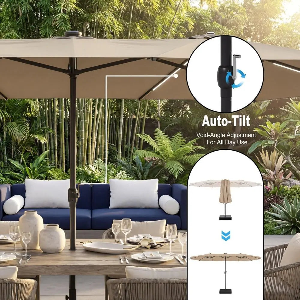 Lighted Outdoor Patio Umbrella With Crank
