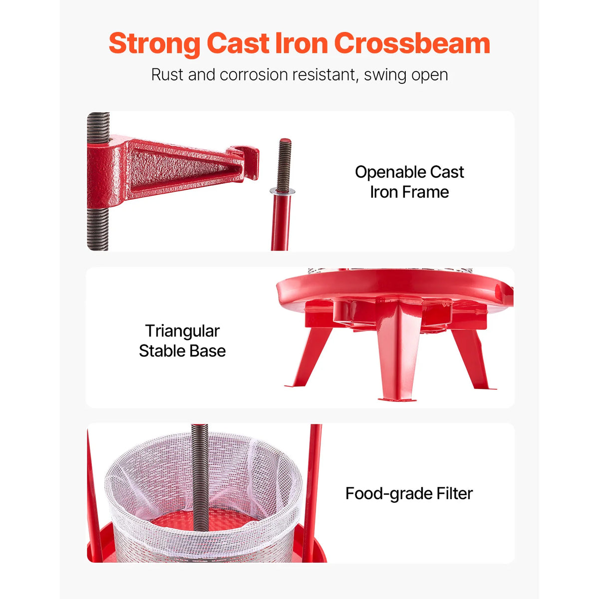 Stainless Steel Manual Fruit Wine Press for Juice Making