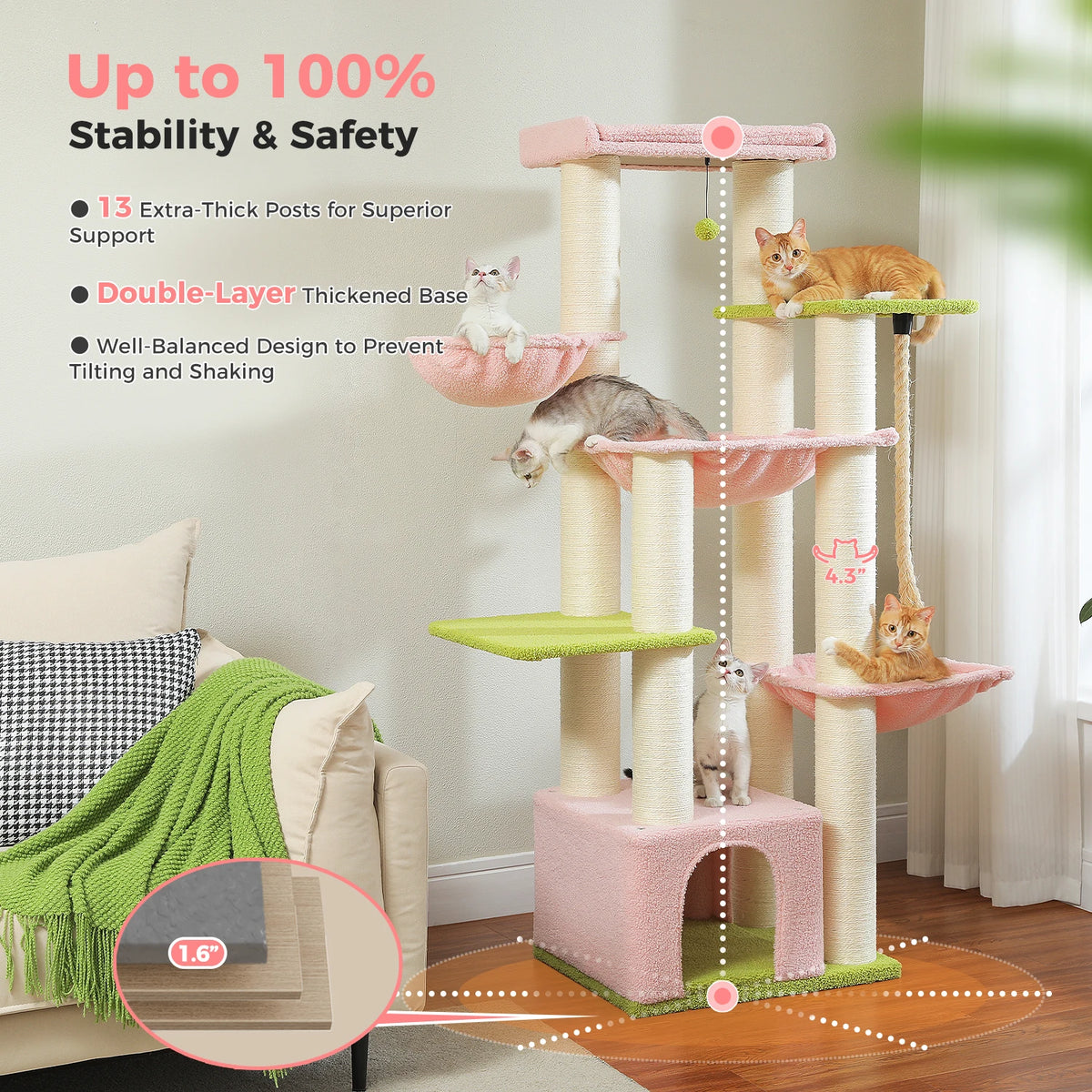 Pawz Road Large Multilevel Cat Tree With Hammock