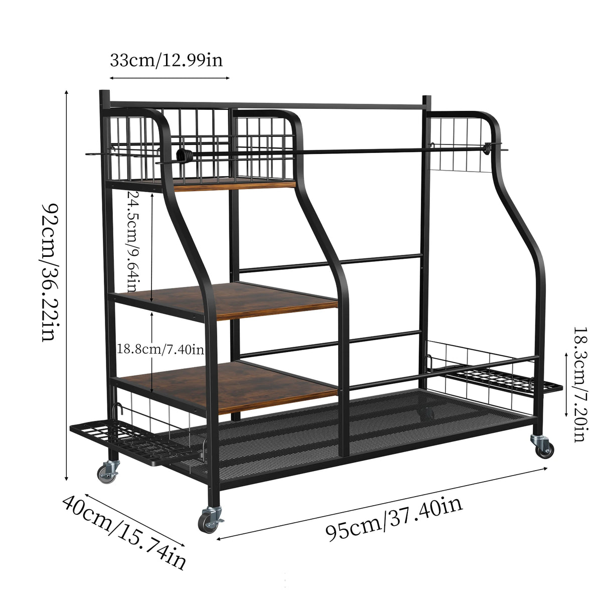 Metal Rolling Golf Bag Storage Rack With Wheels