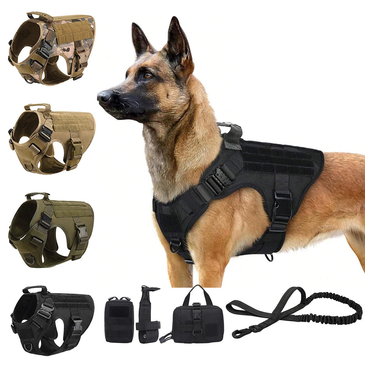 Tactical Dog Harness With Molle Pouches