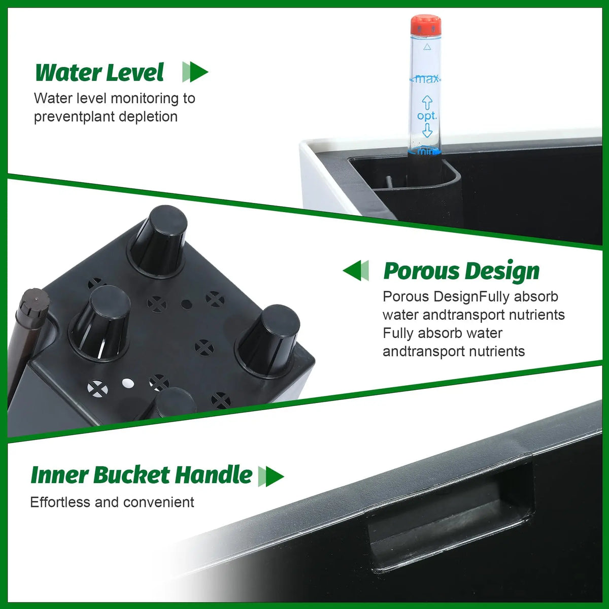 HiMISS Self Watering Planters Set Tall Indoor Outdoor