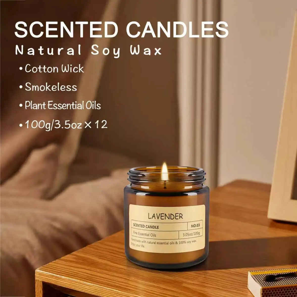 12 Scented Candles (6.4 cm × 6 cm) - 3.5 oz Scented Candles. A Delicate Gift Box Set, Made with Soy Wax and Essential Oils. It Is an Ideal Gift for Women, Teachers, Mothers, Family Members, Friends and Colleagues During Hall