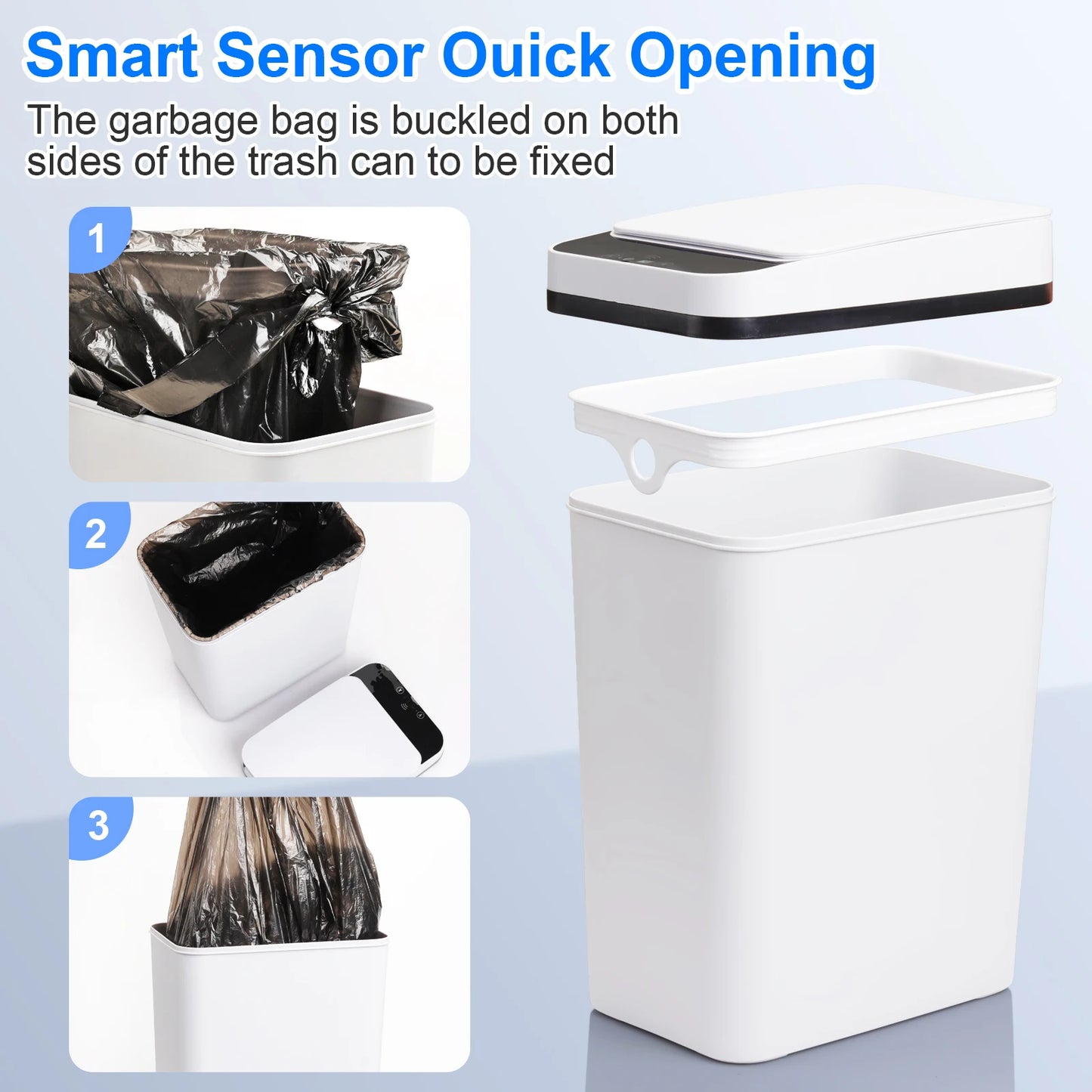 2 Pack Touchless Bathroom Trash Cans With Lid