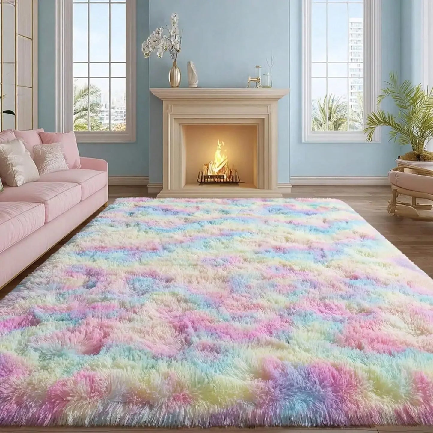 Thick Plush Polyester Carpet With Non Slip Backing