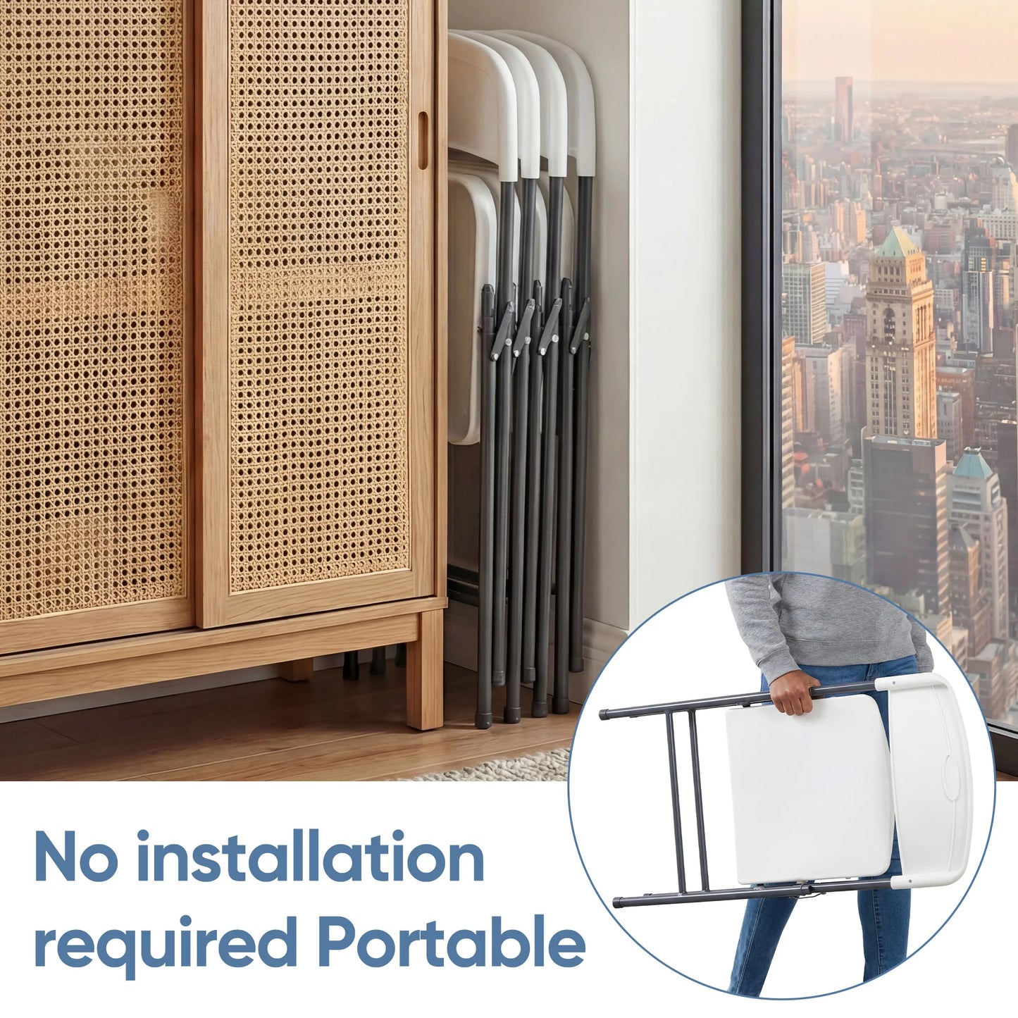 Jhk Heavy Duty Stackable Folding Chair