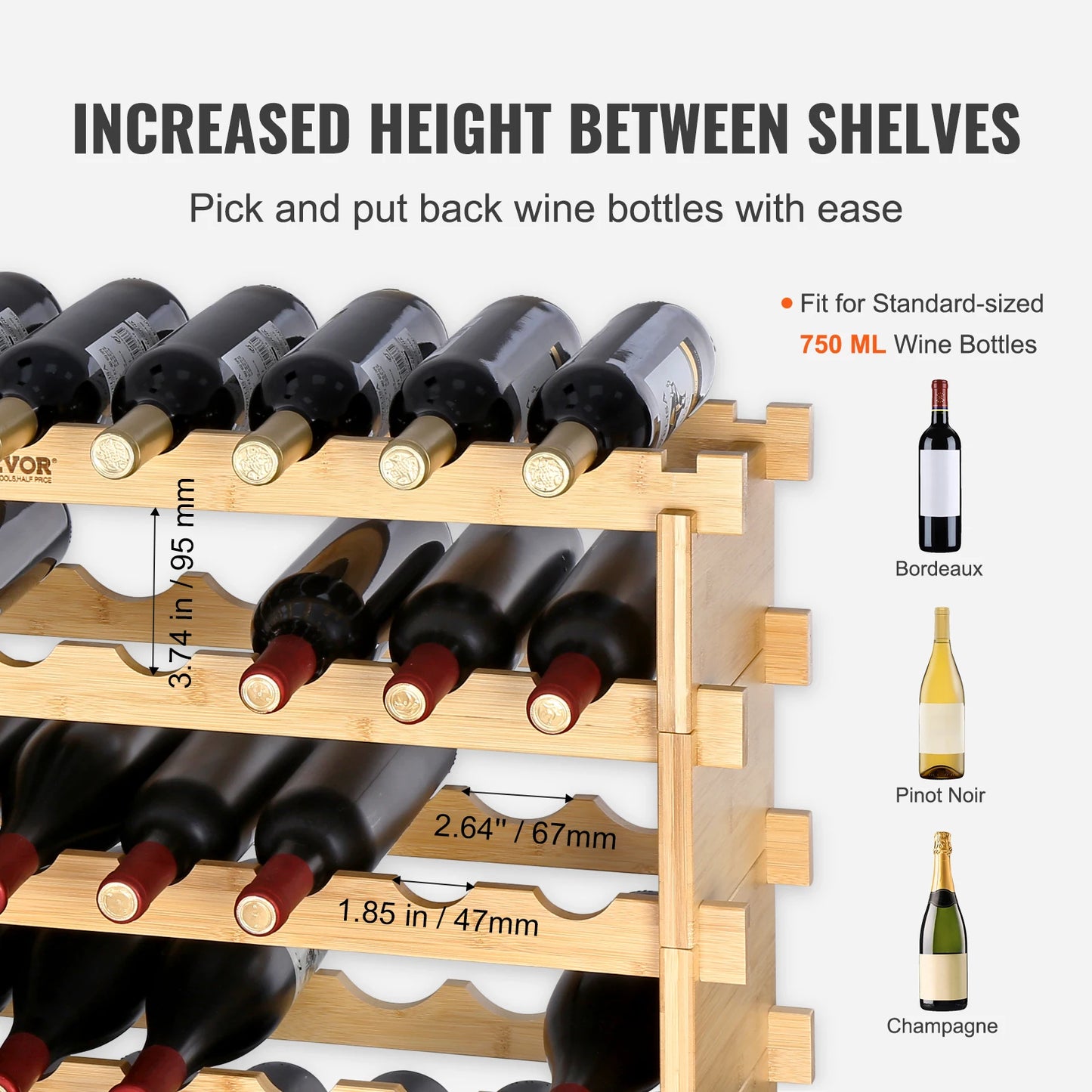 SucceBuy 8-Tier Bamboo Stackable Wine Rack