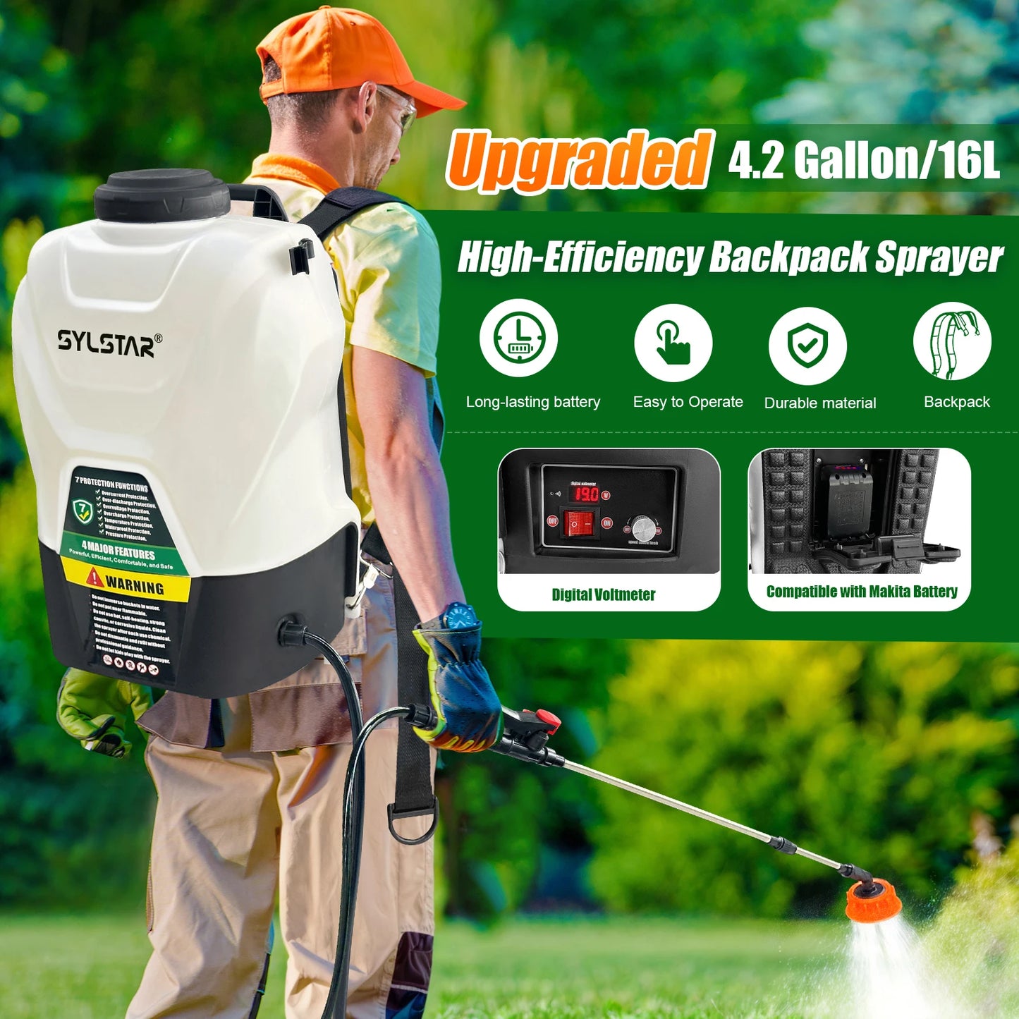 Backpack Electric Sprayer 100 PSI With 5 Nozzles