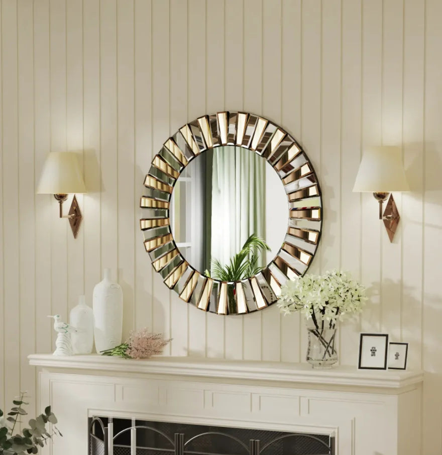 Round Starburst Decorative Wall Mirror for Home Decor