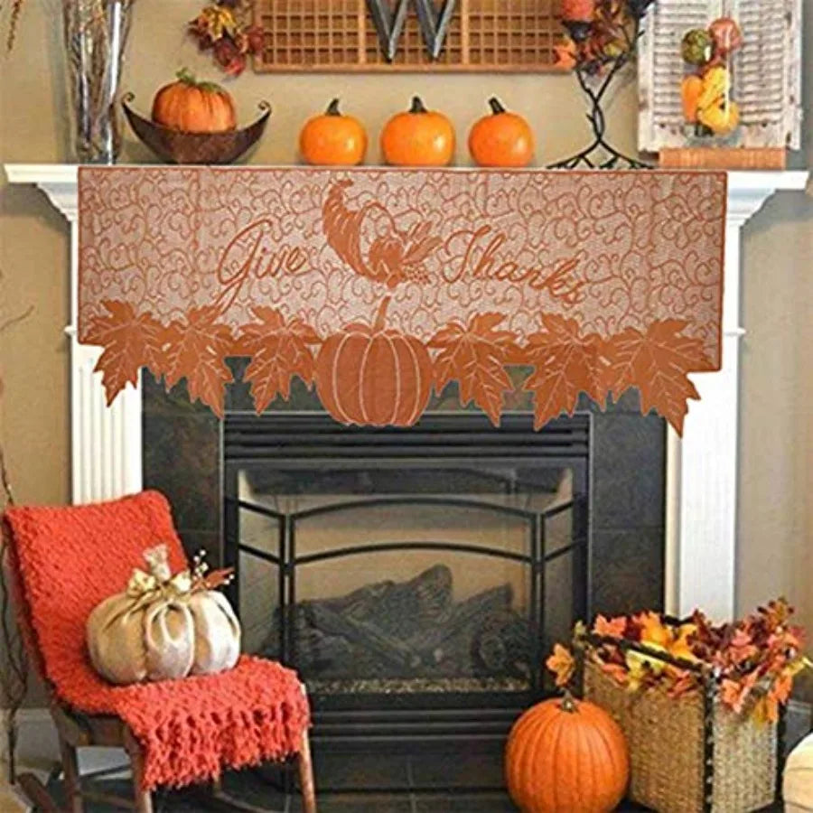 Thanksgiving Fireplace Scarf Fall Mantle Runner