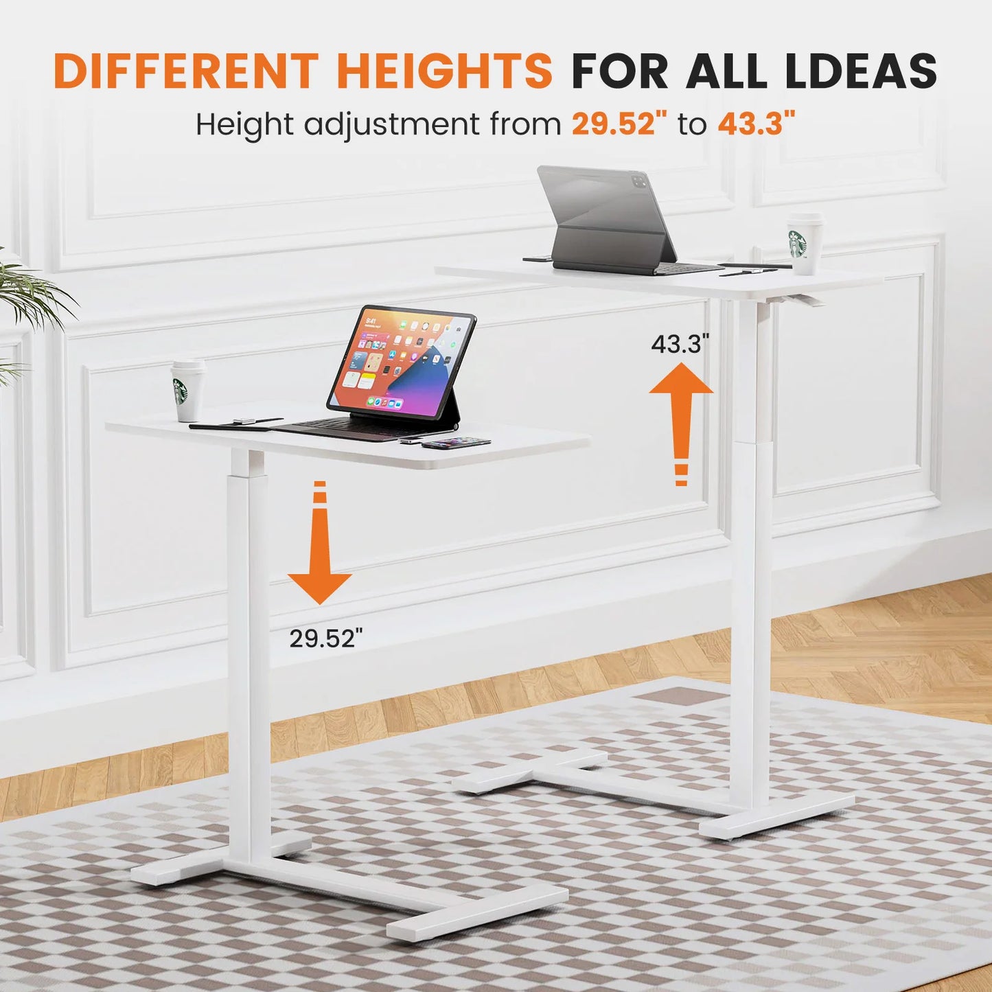 JHK Overbed Bedside Table With Adjustable Height Desk