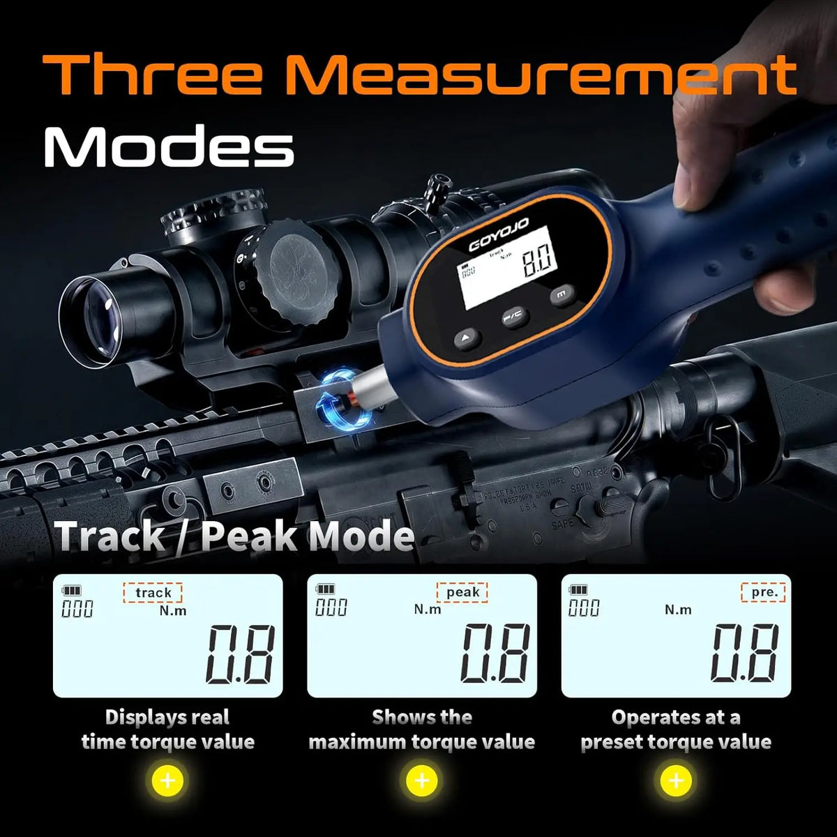 GOYOJO Digital Torque Screwdriver 7.08–70.8 In-lb / 0.8–8 Nm, 1/4' Adjustable Torque Screwdriver Set with Buzzer & Magnetic Bits, 999 Data Storage, for Gunsmithing, Electronics, and Mounting