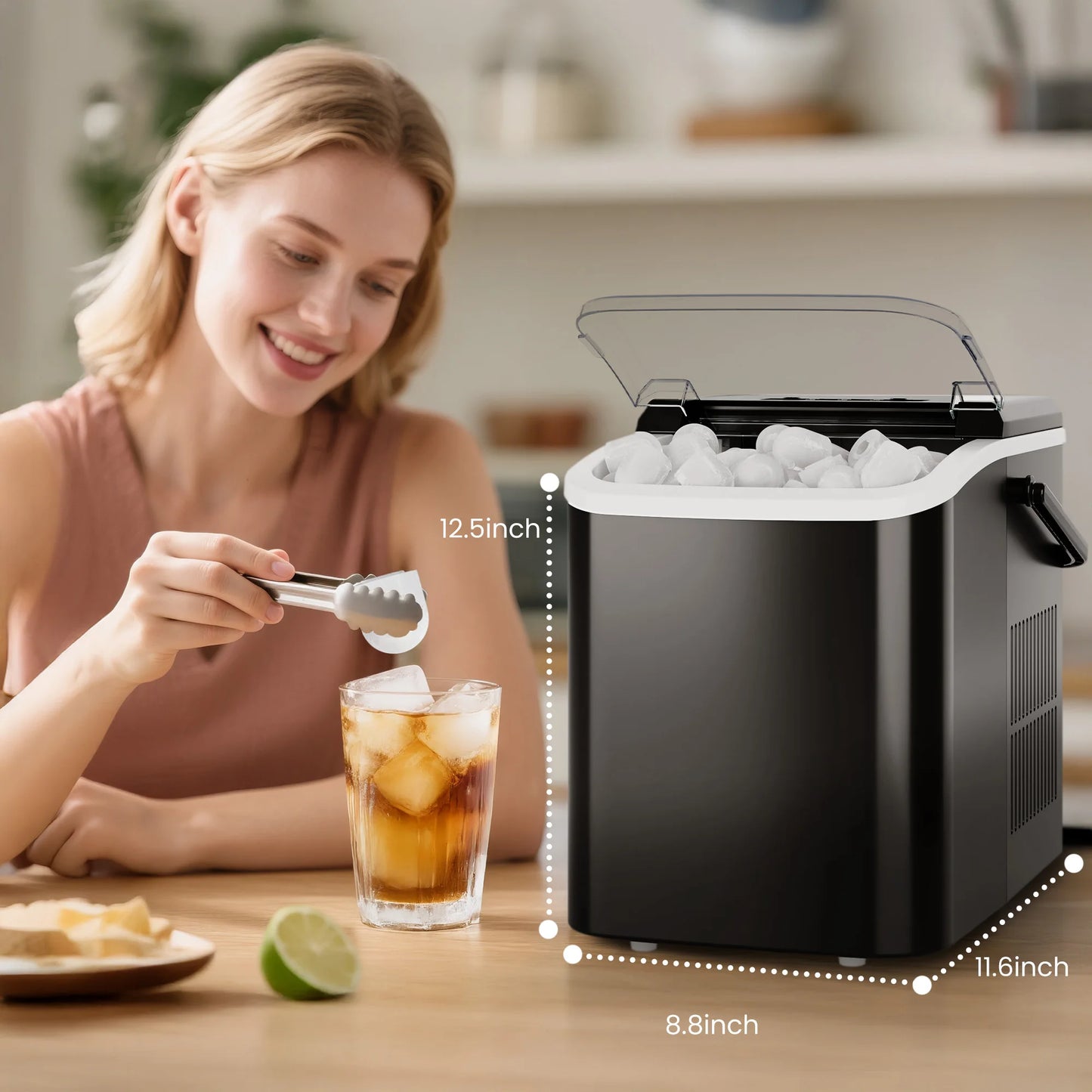 Compact Countertop Ice Maker With Self Cleaning Design