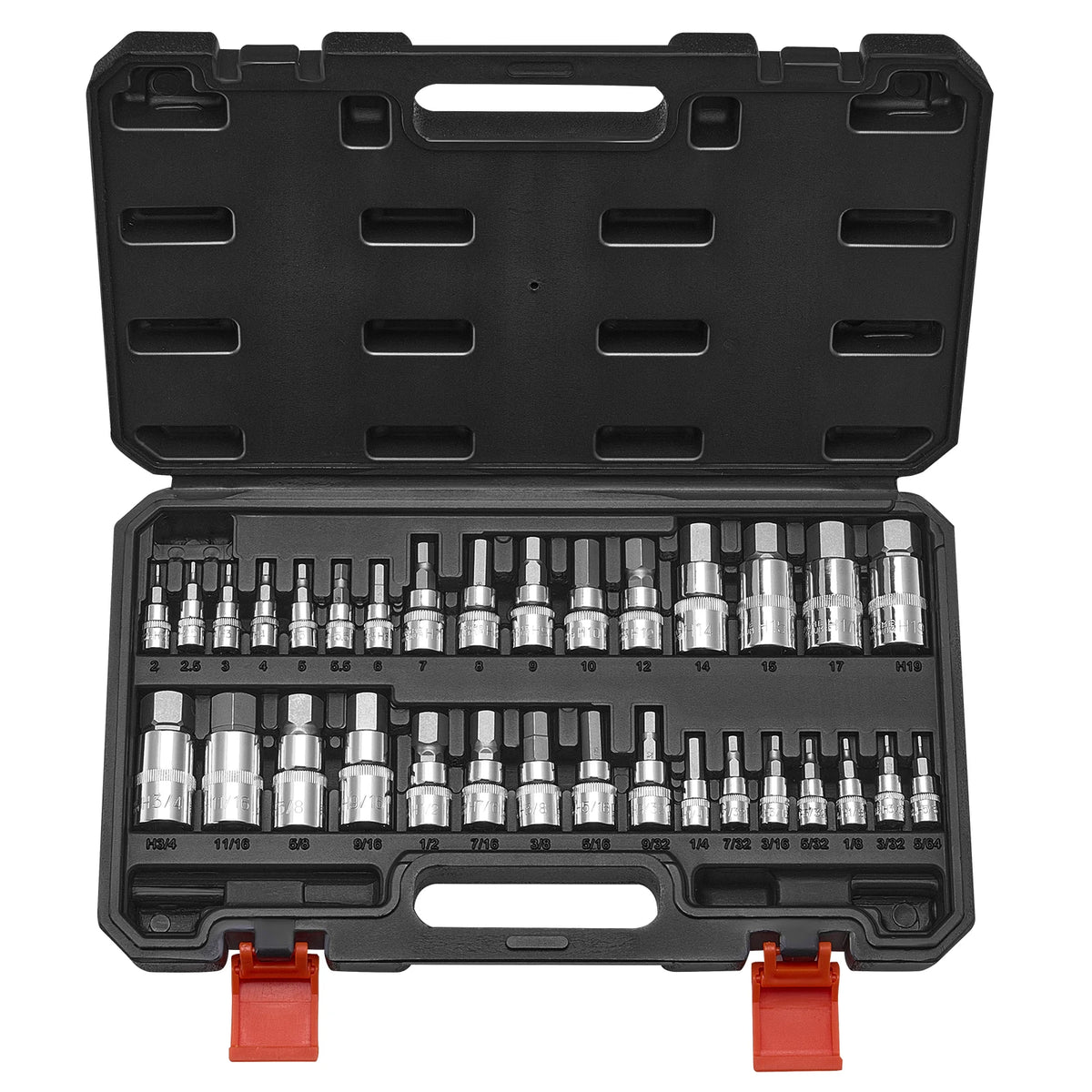 SucceBuy Hex Bit Socket Set 32-Piece S2 Alloy Steel and Cr-V Steel Standard SAE and Metric Enhanced Storage Case Allen SocketSet