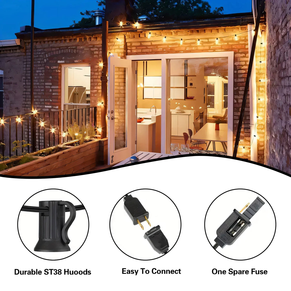 GUPUP ST38 Solar String Lights 24 LED Outdoor